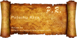 Pulszky Riza névjegykártya